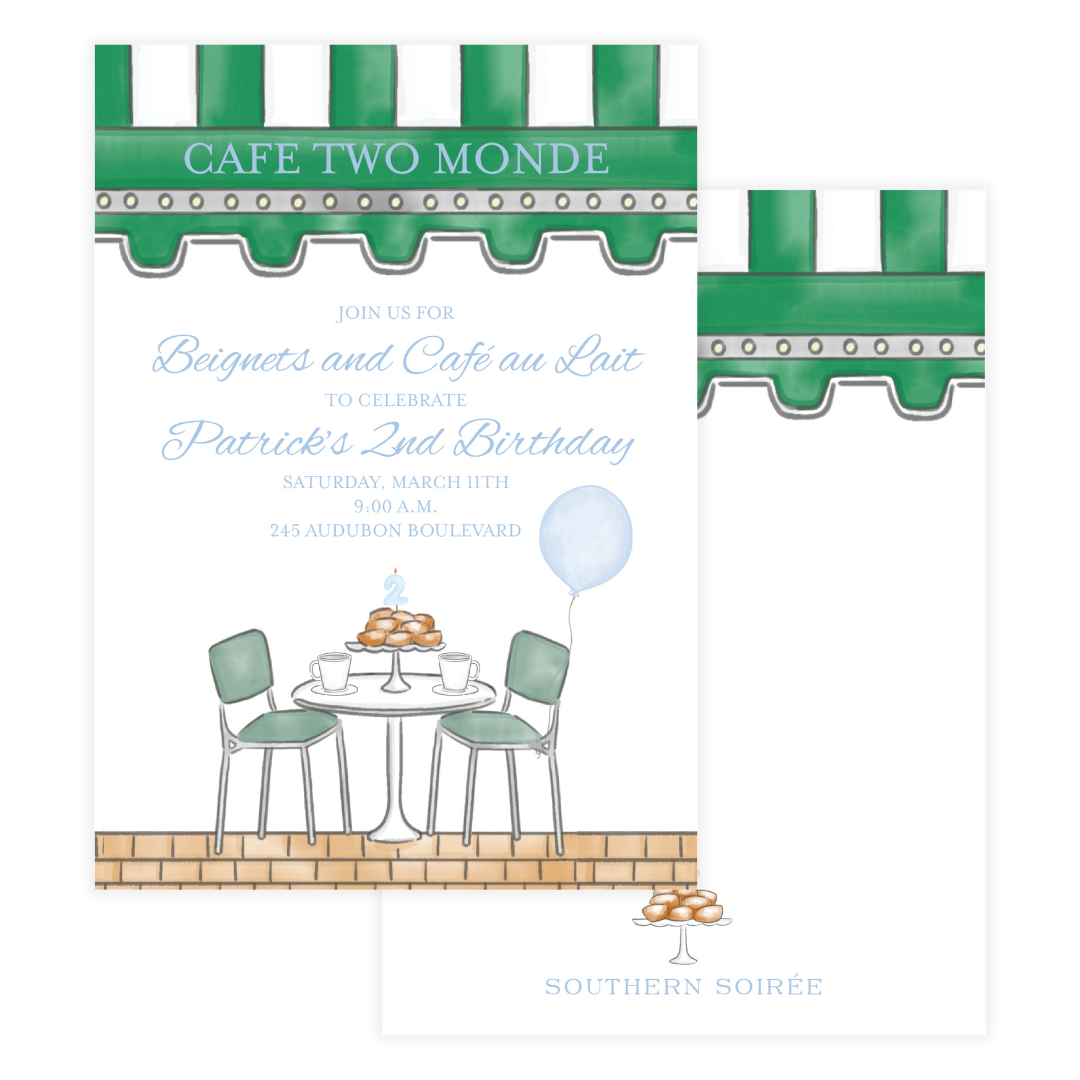 Cafe Two Monde Blue Invitation