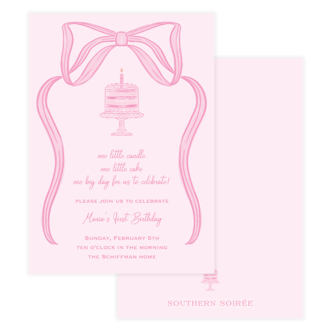 One Little Candle Pink Invitation