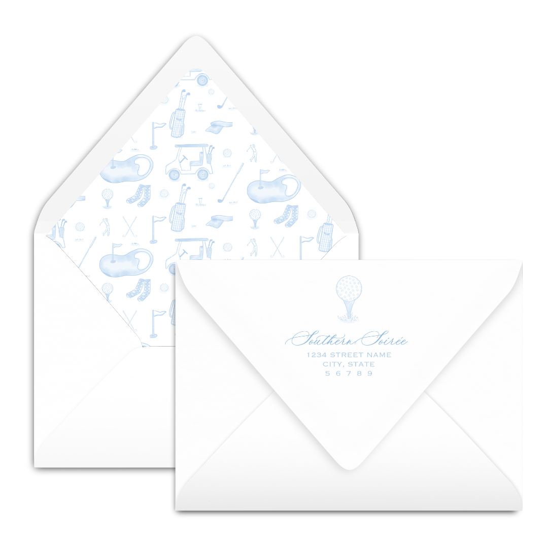 Golf Toile Blue Invitation