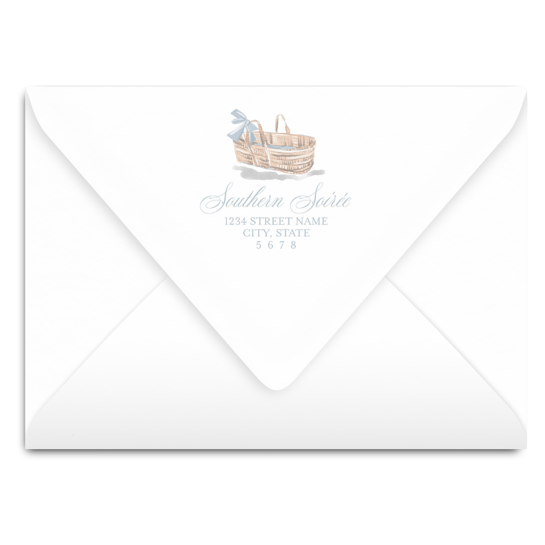 Blue Moses Basket Invitation