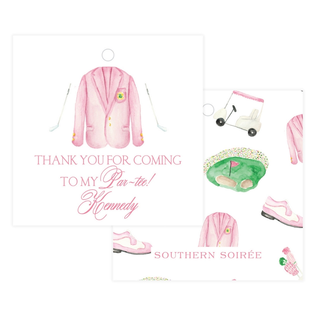 Masters Pink & Green Square Favor Tag