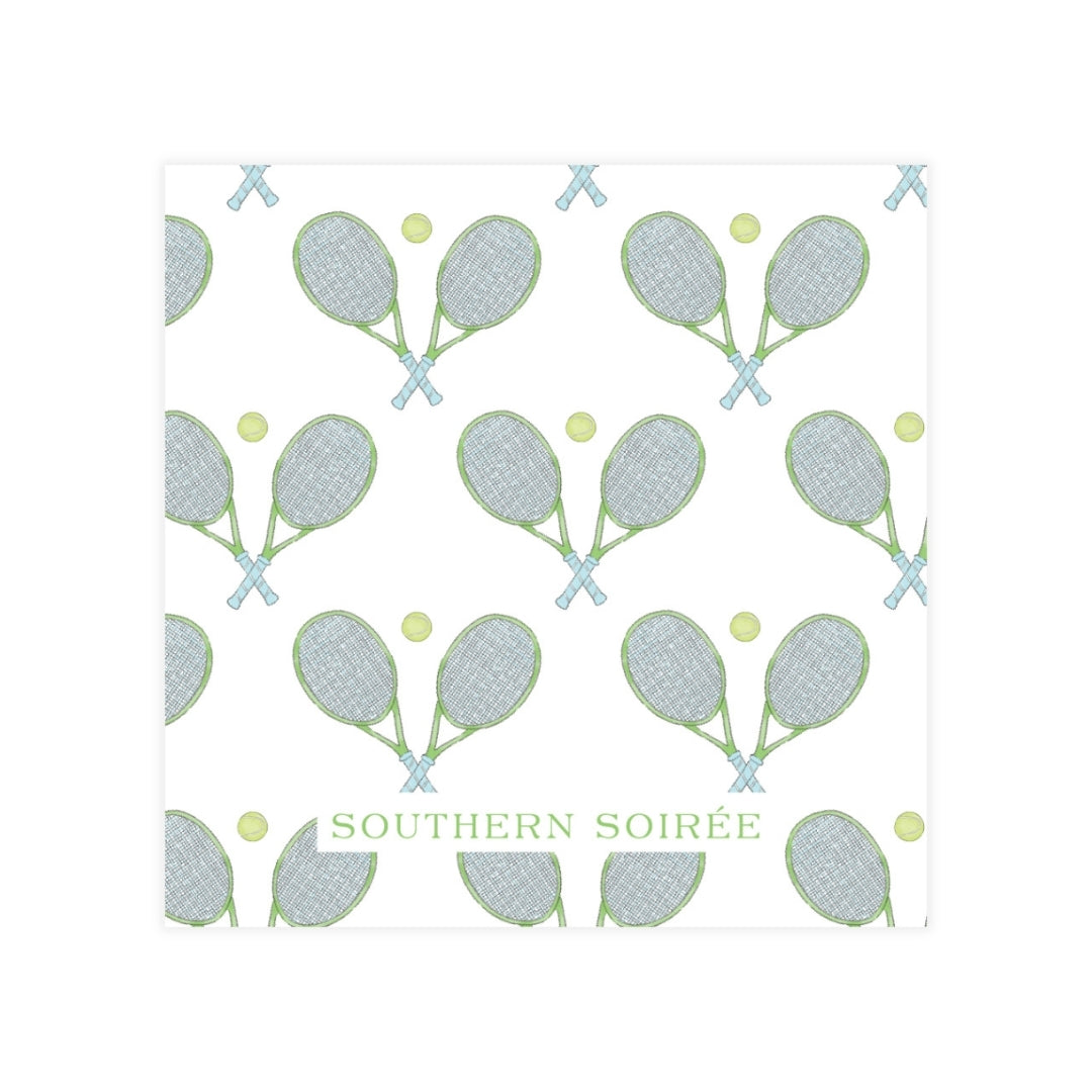 Watercolor Blue & Green Tennis Square Enclosure Card