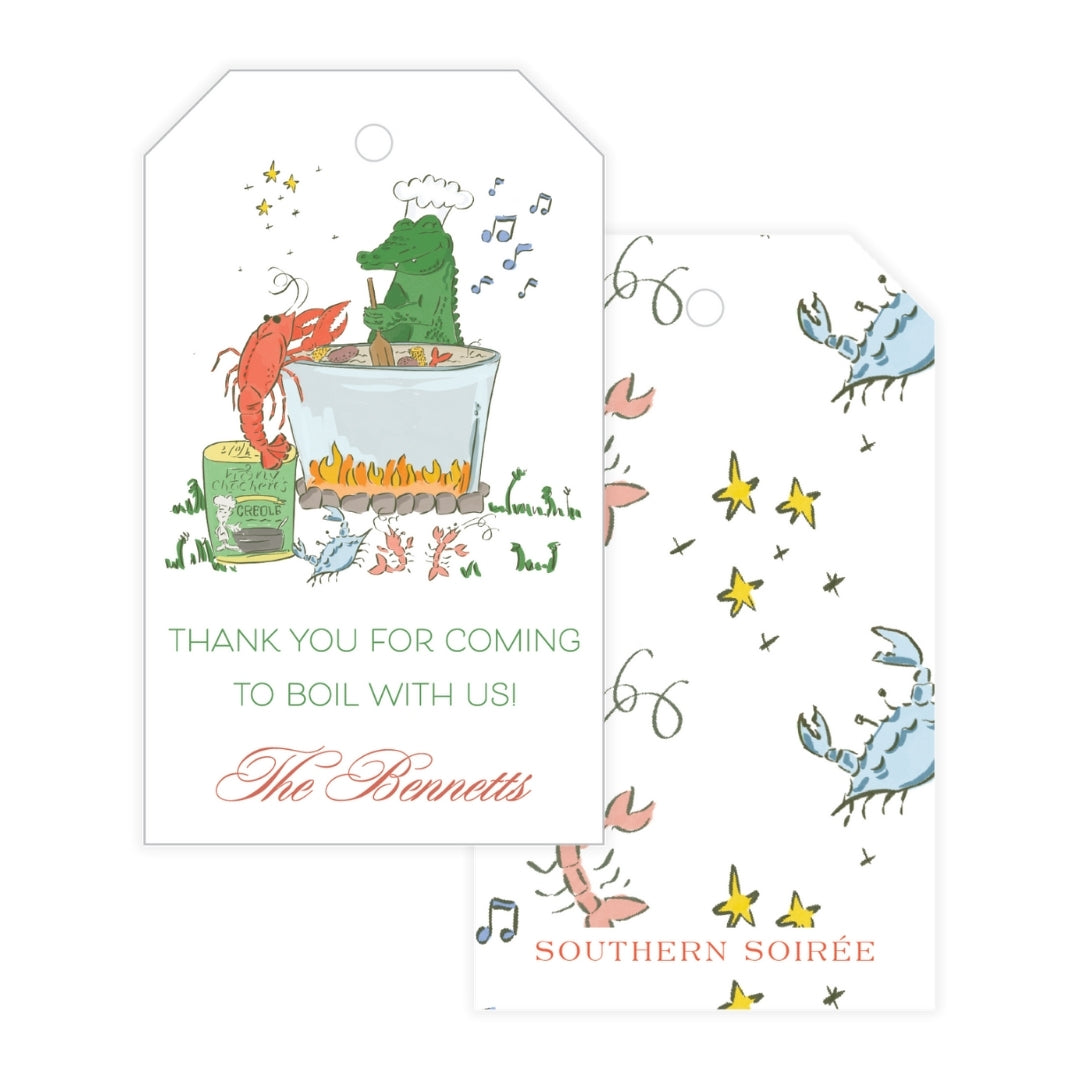 Crawfish Boil with Alligator Favor Tag
