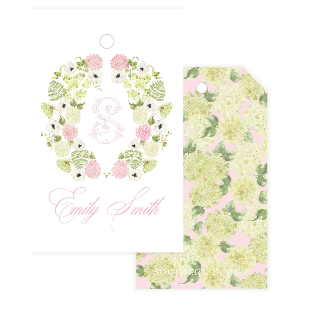 Pink Hydrangea Crest Gift Tag