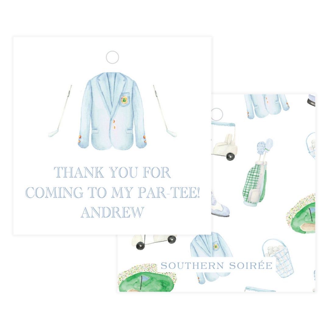 Masters Blue & Green Square Favor Tag
