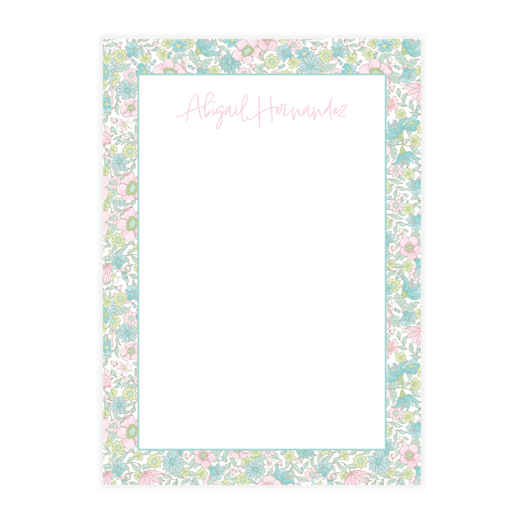 Ditsy Pink & Green Floral Notepad
