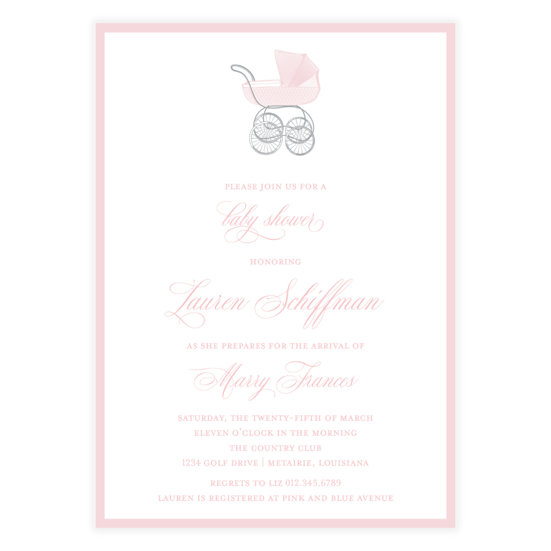 Chic Pink Carriage Invitation