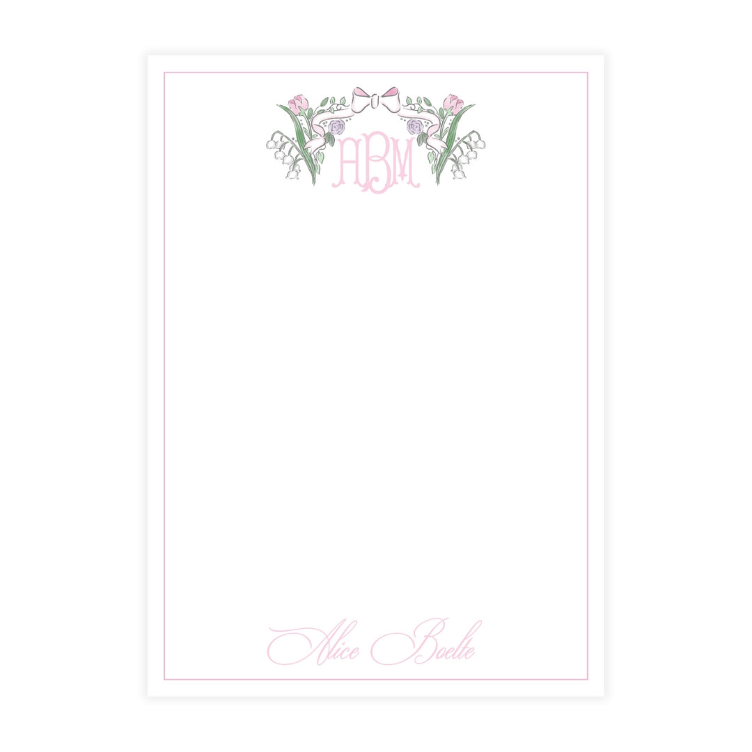 Pink Floral Bow Notepad
