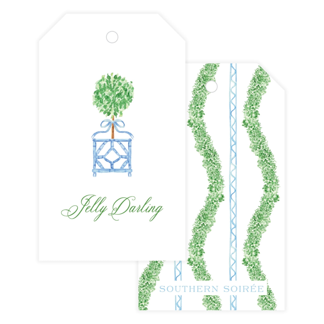 Blue & Green Boxwood Topiary Gift Tag