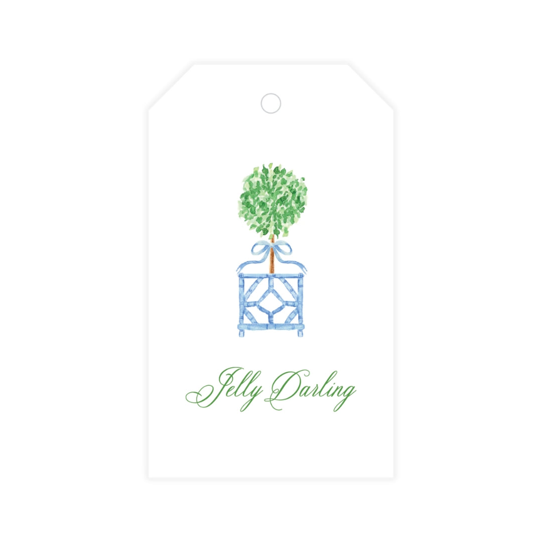 Blue & Green Boxwood Topiary Gift Tag