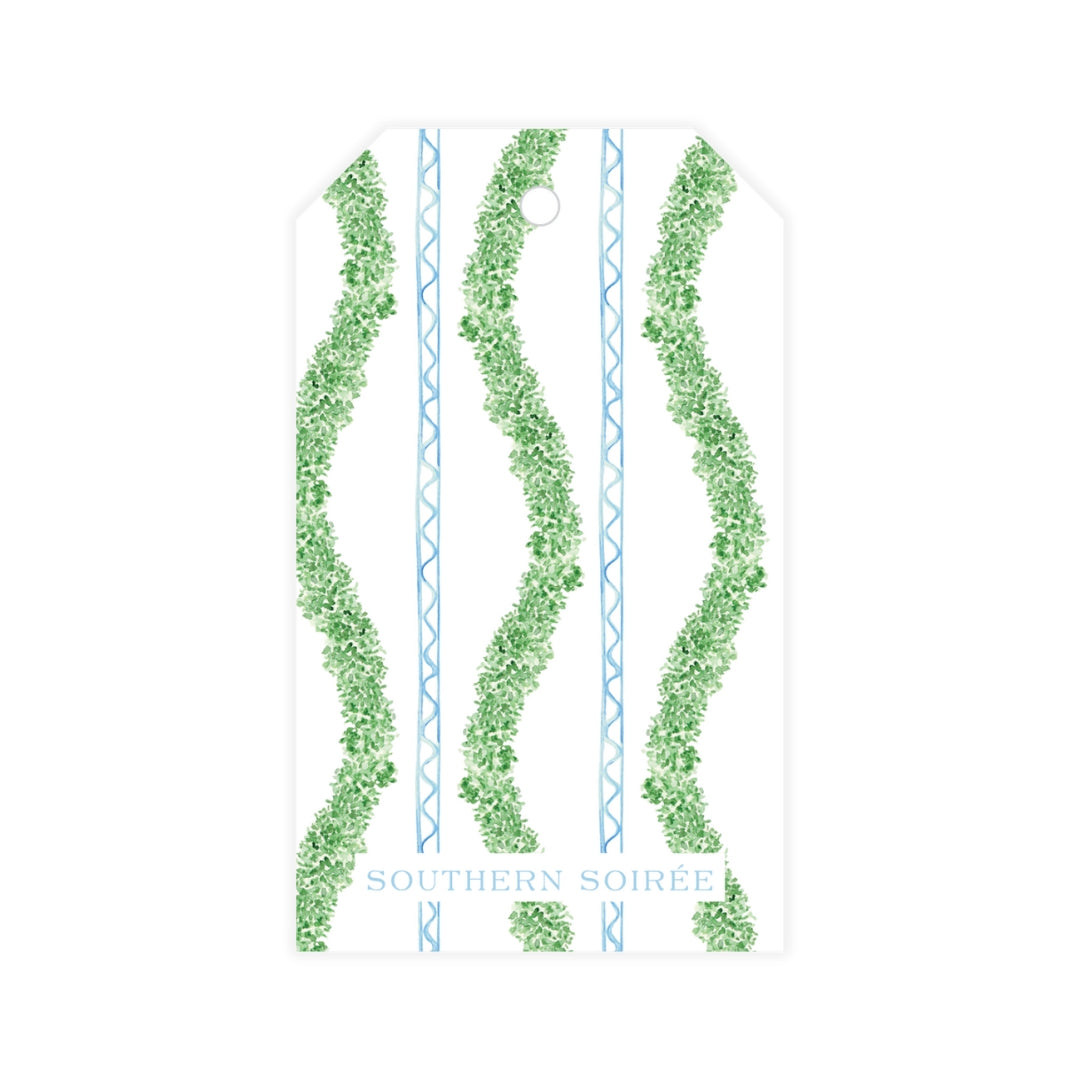 Blue & Green Boxwood Topiary Gift Tag