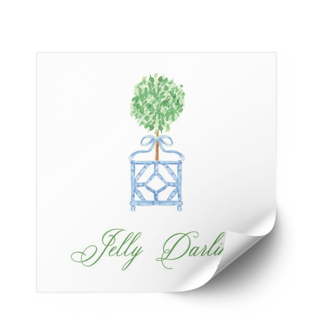 Blue & Green Boxwood Topiary Sticker