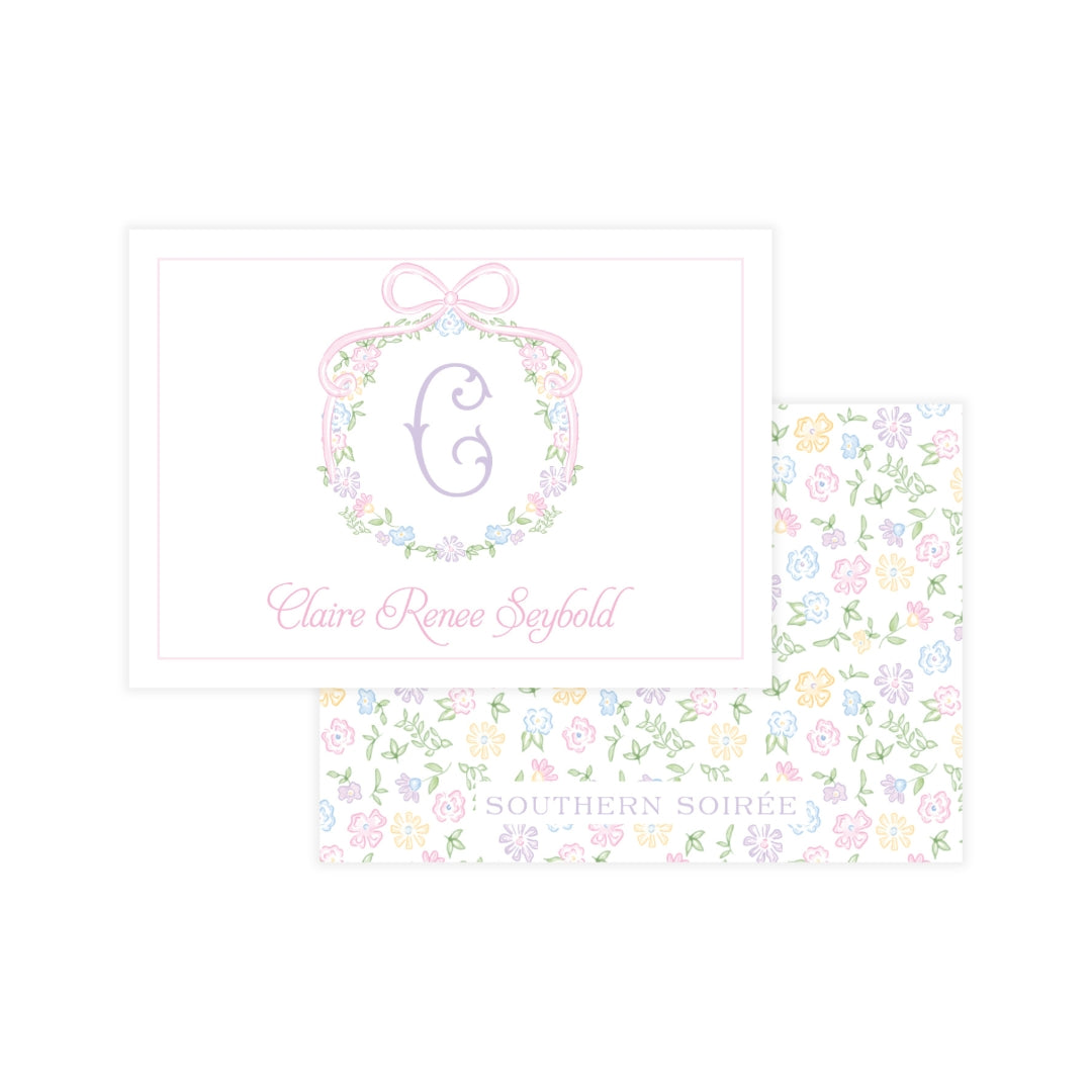 Ditsy Pastel Floral Wreath Enclosure Card