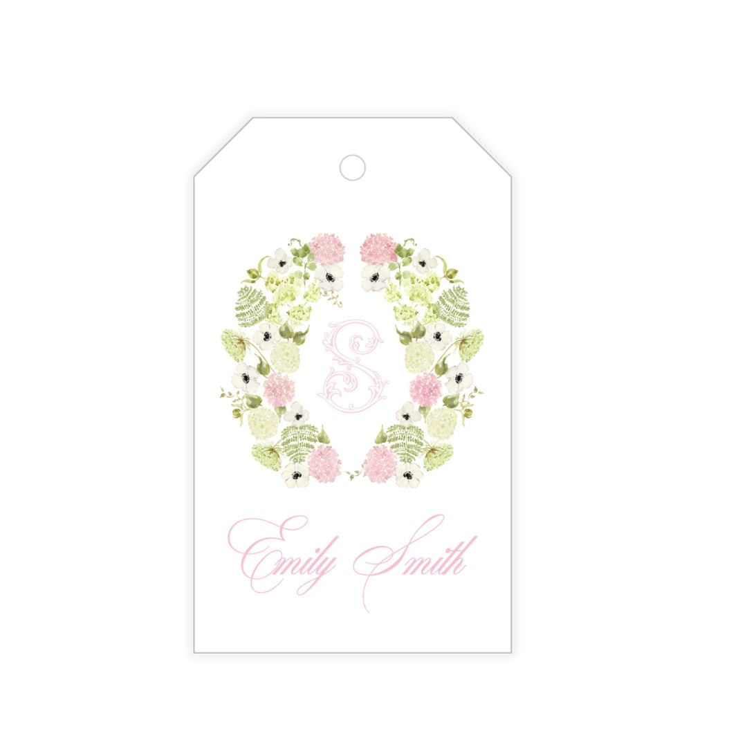 Pink Hydrangea Crest Gift Tag