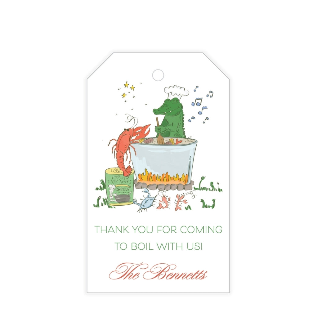 Crawfish Boil with Alligator Favor Tag