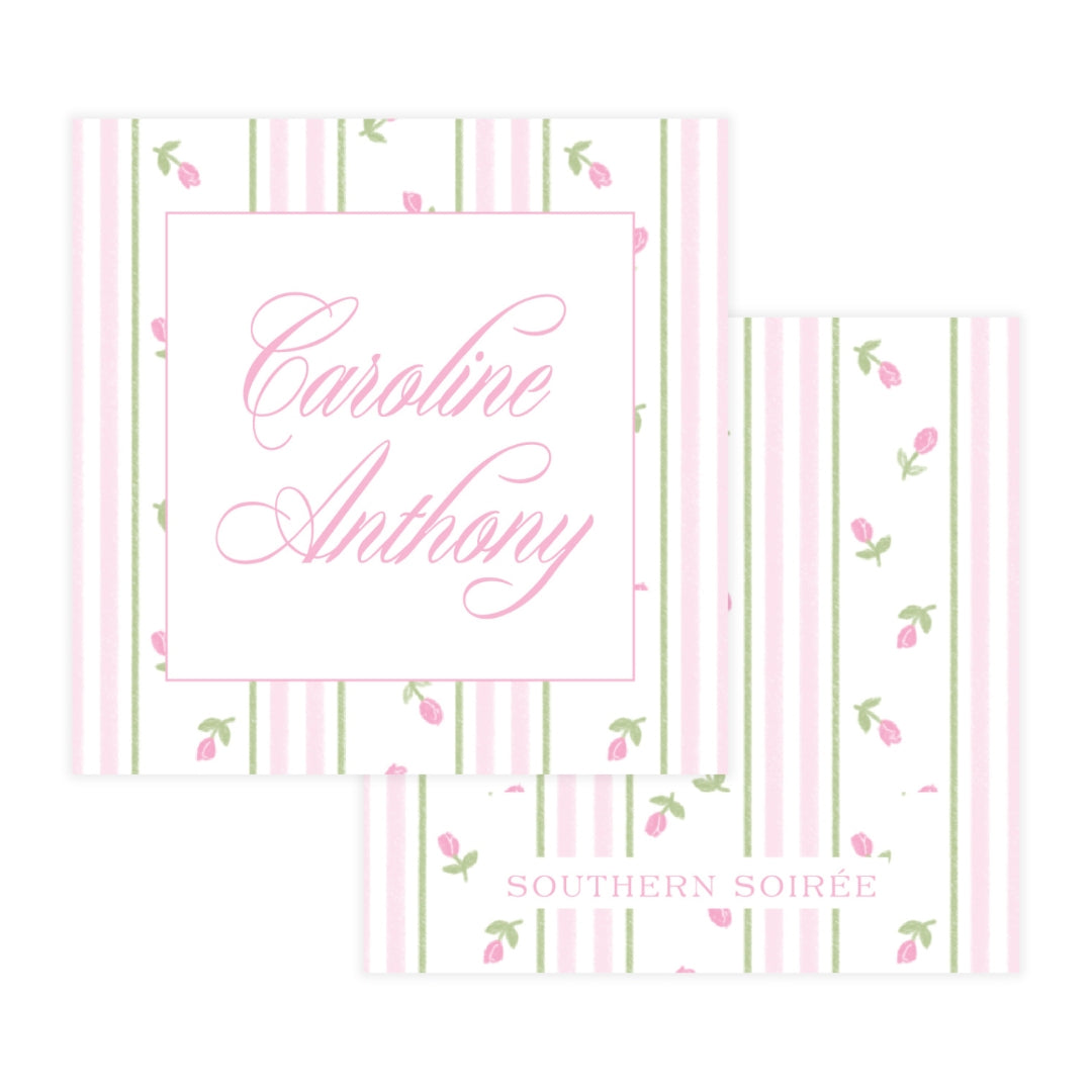 Pink Rosebud Stripe Enclosure Card