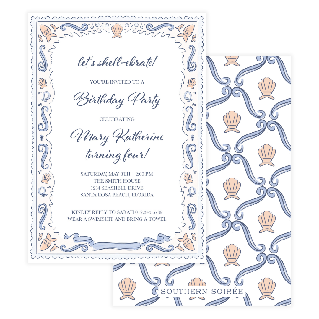 Seashell Coastal Birthday Invitation – Sea Soirée