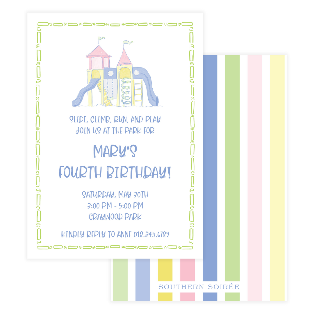 Party at the Park Blue Invitation