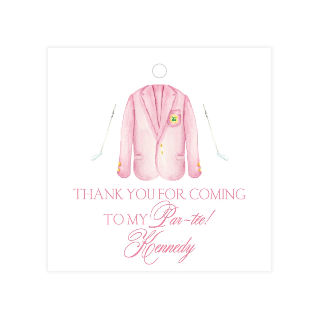 Masters Pink & Green Square Favor Tag