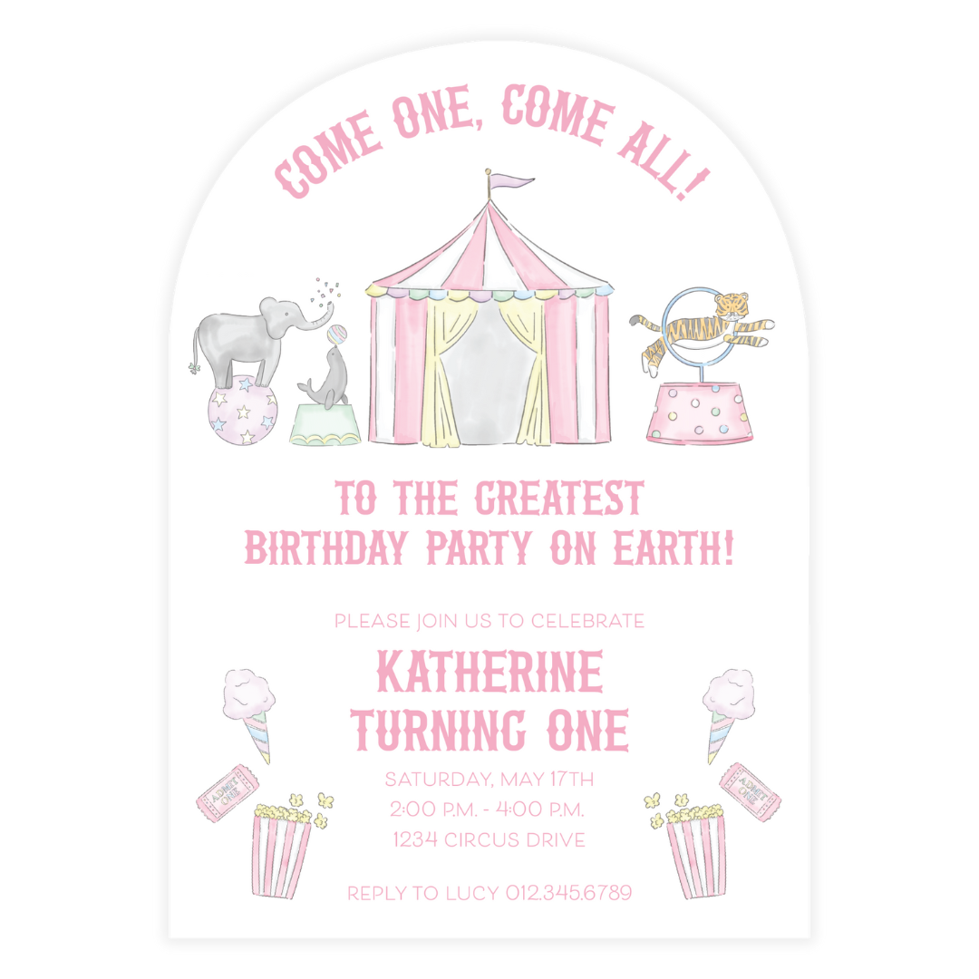 Pastel Circus Birthday Invitation