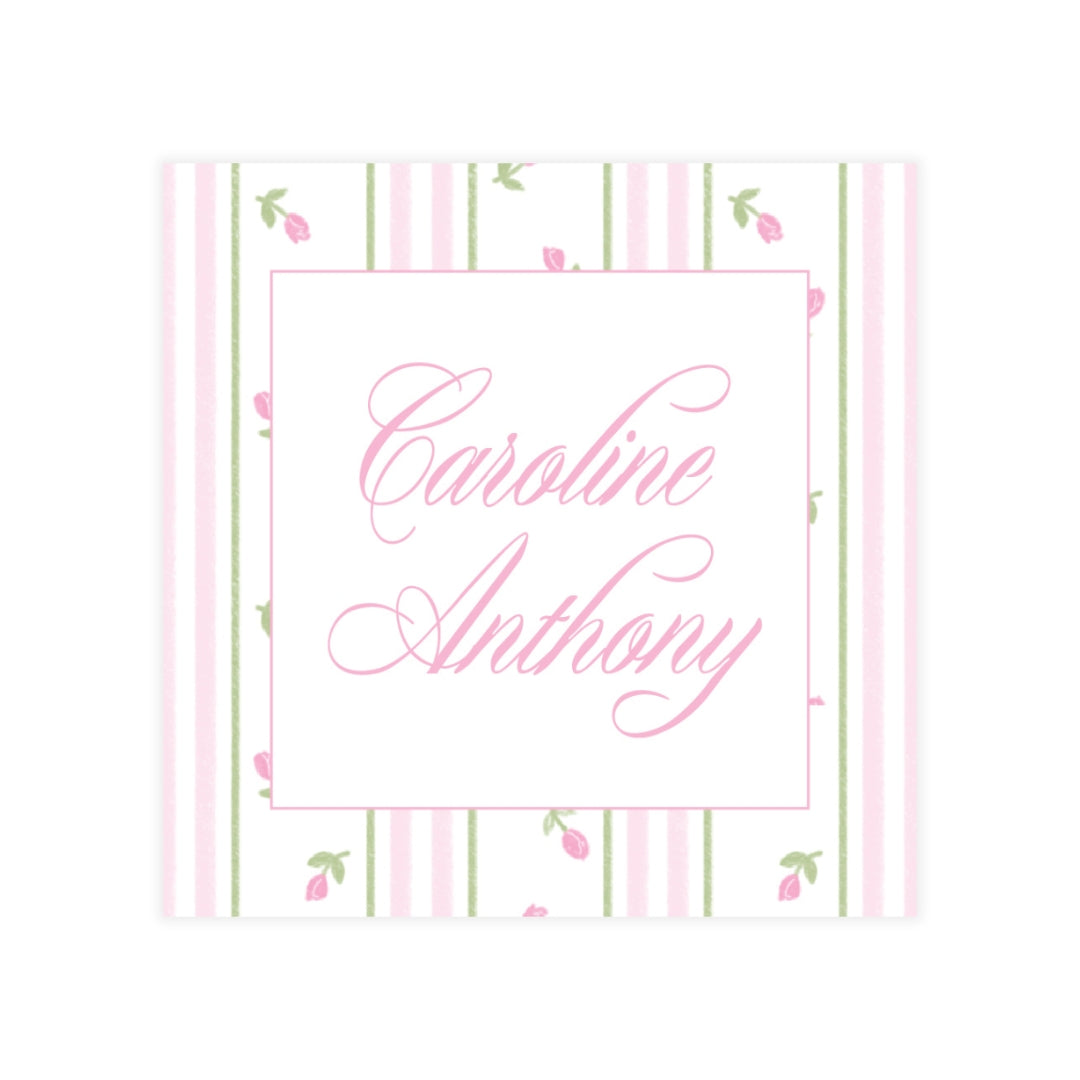 Pink Rosebud Stripe Enclosure Card