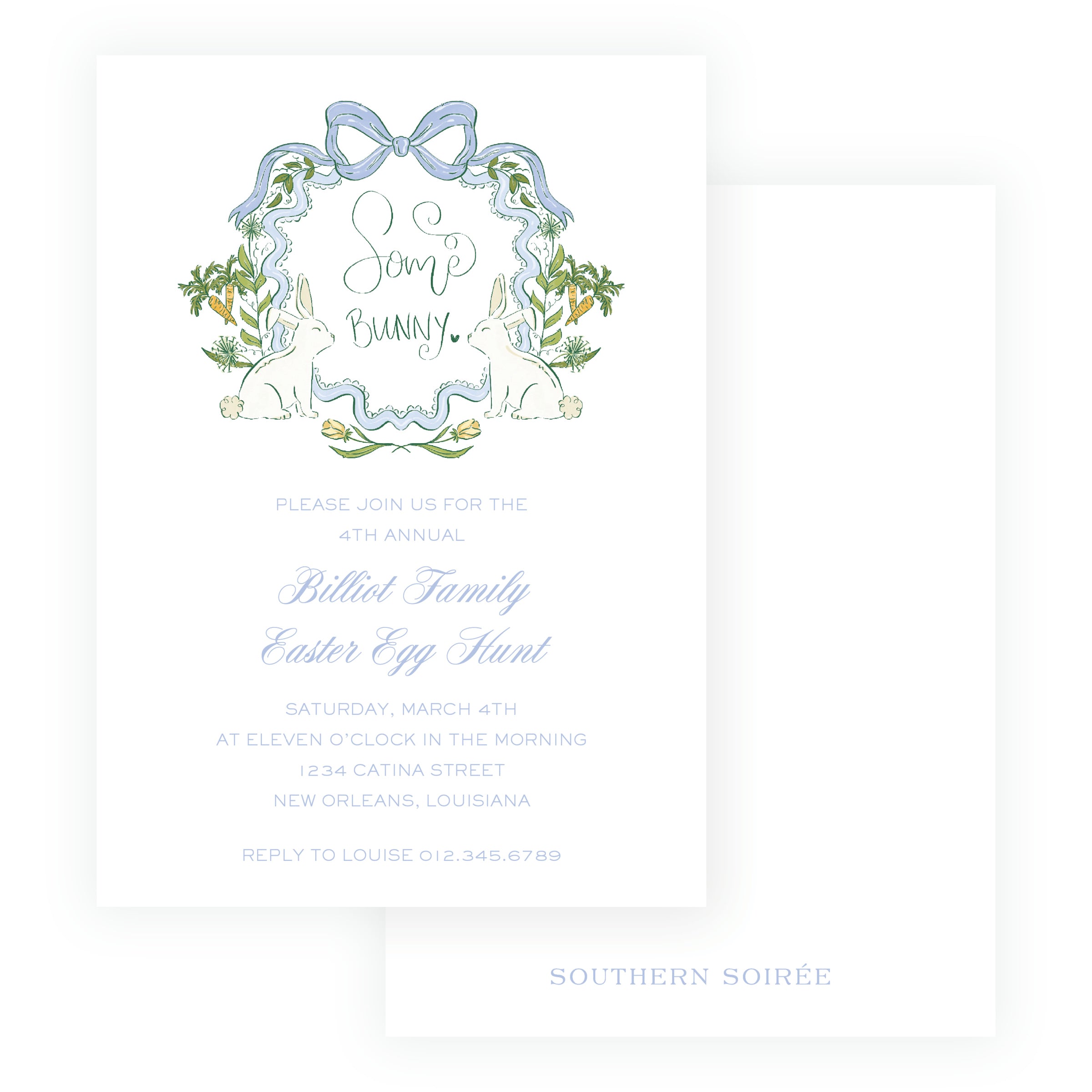 Some Bunny Blue Crest Invitation