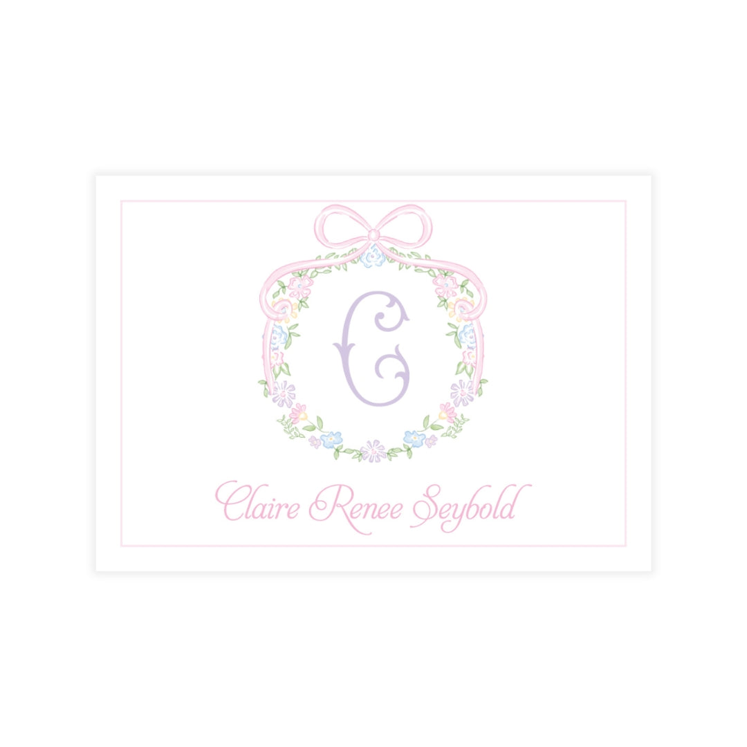Ditsy Pastel Floral Wreath Enclosure Card