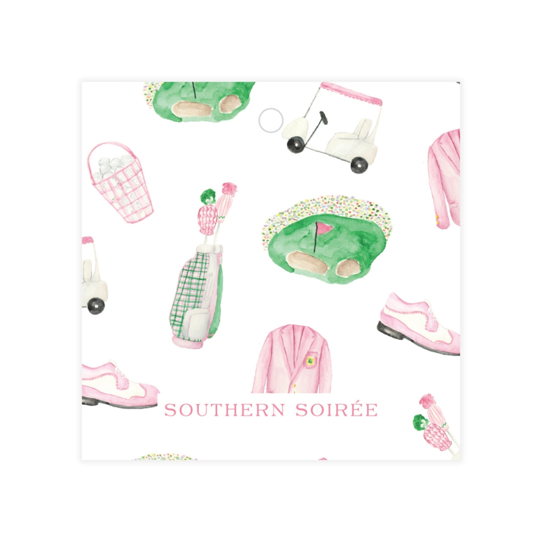 Masters Pink & Green Square Favor Tag