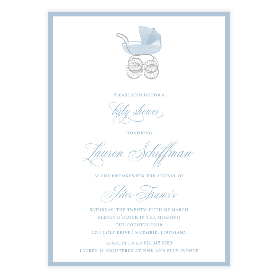 Chic Blue Carriage Invitation