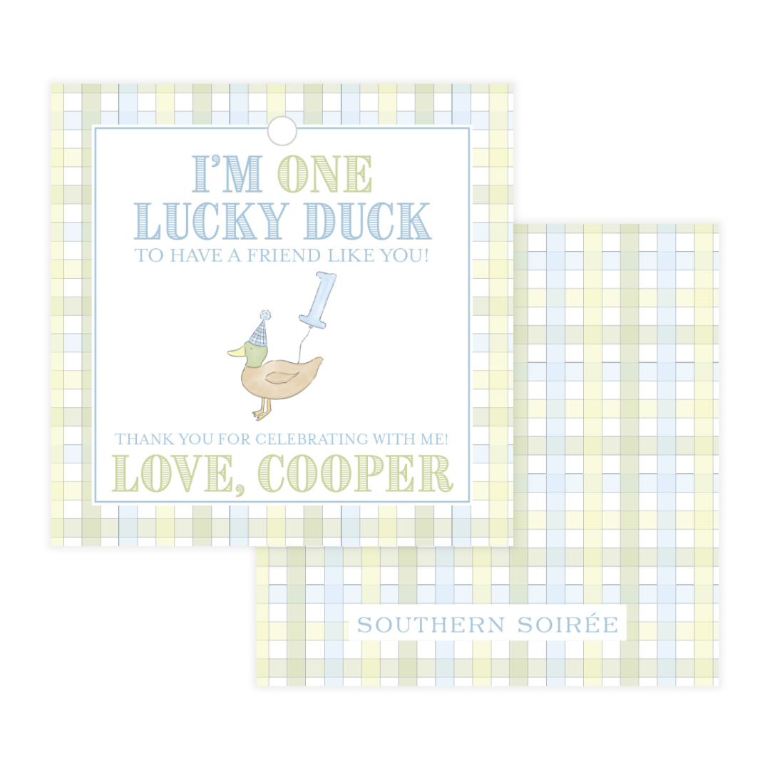 Lucky Duck Square Favor Tag