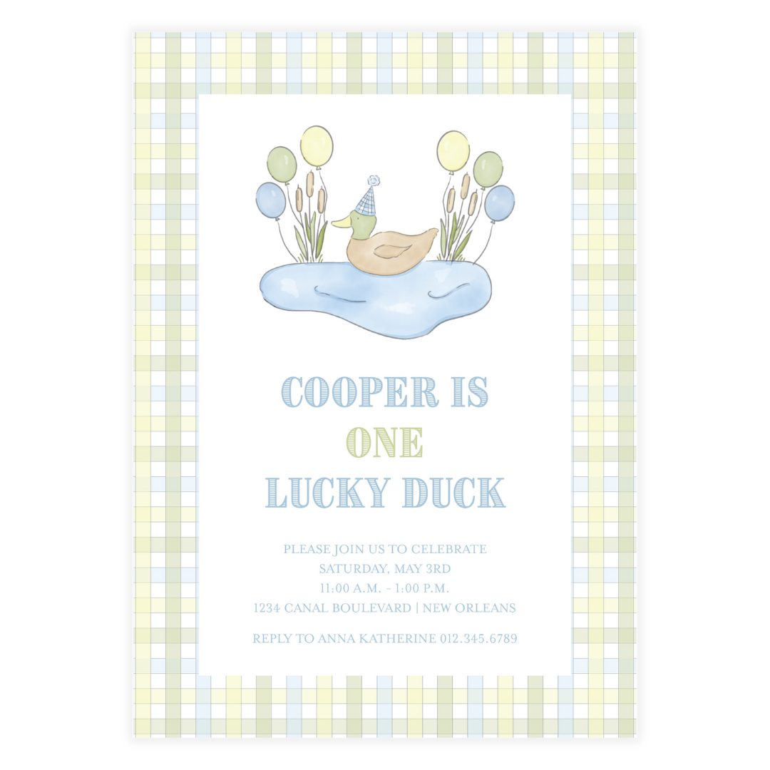 Lucky Duck in Pond Invitation