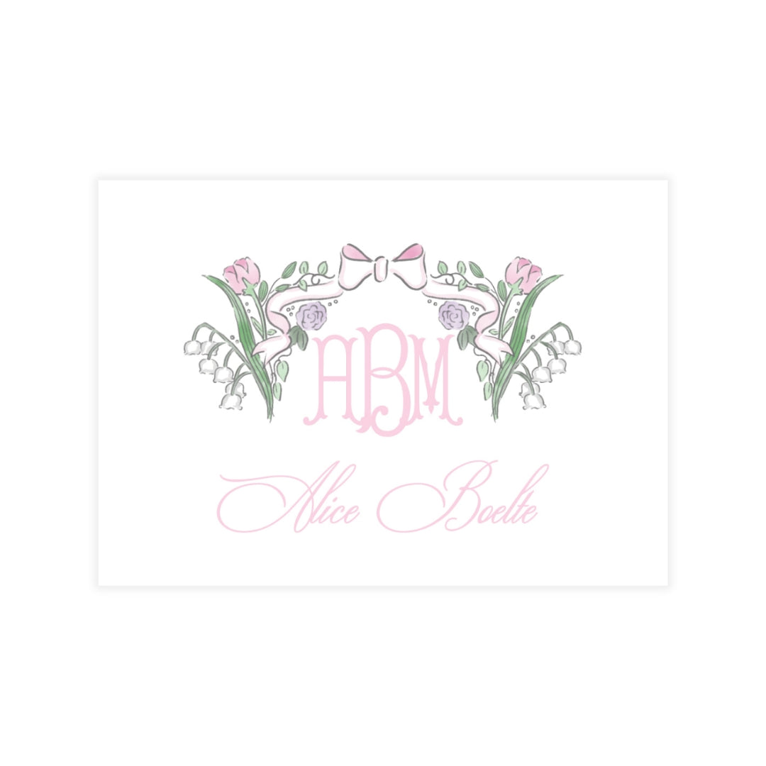 Pink Floral Bow Enclosure Card