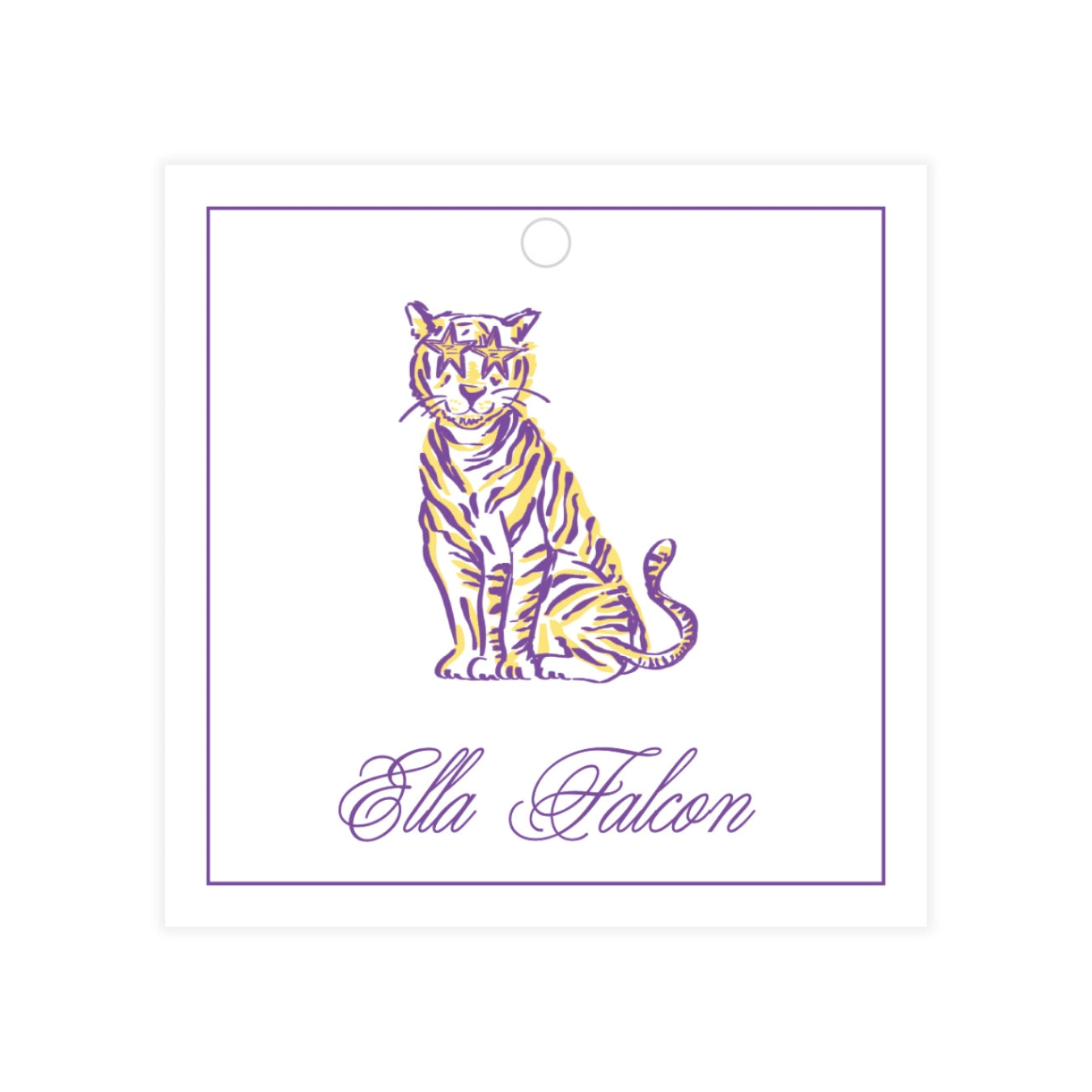 Tiger with Shades Square Gift Tag