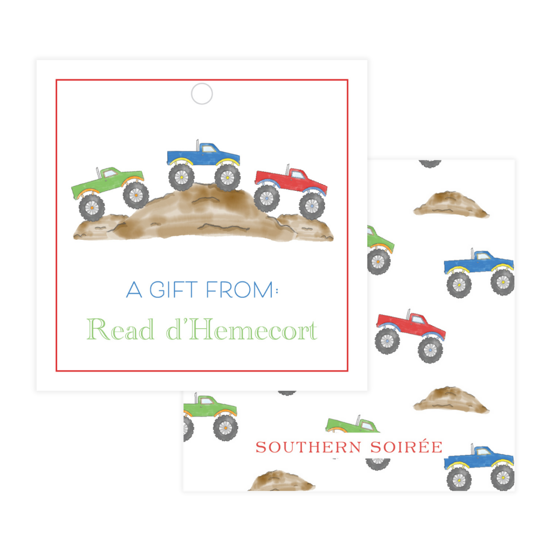Monster Trucks Gift Tag Square
