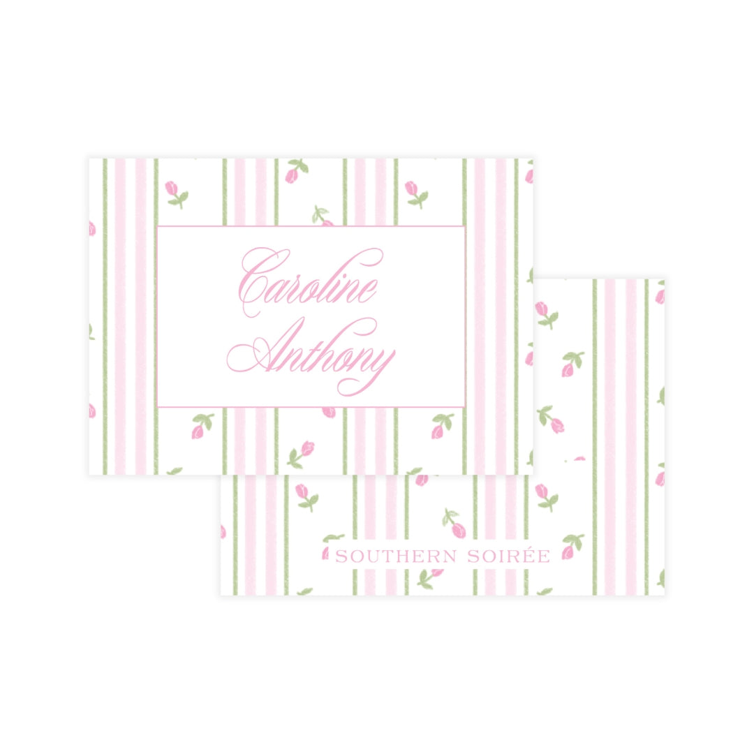 Pink Rosebud Stripe Enclosure Card
