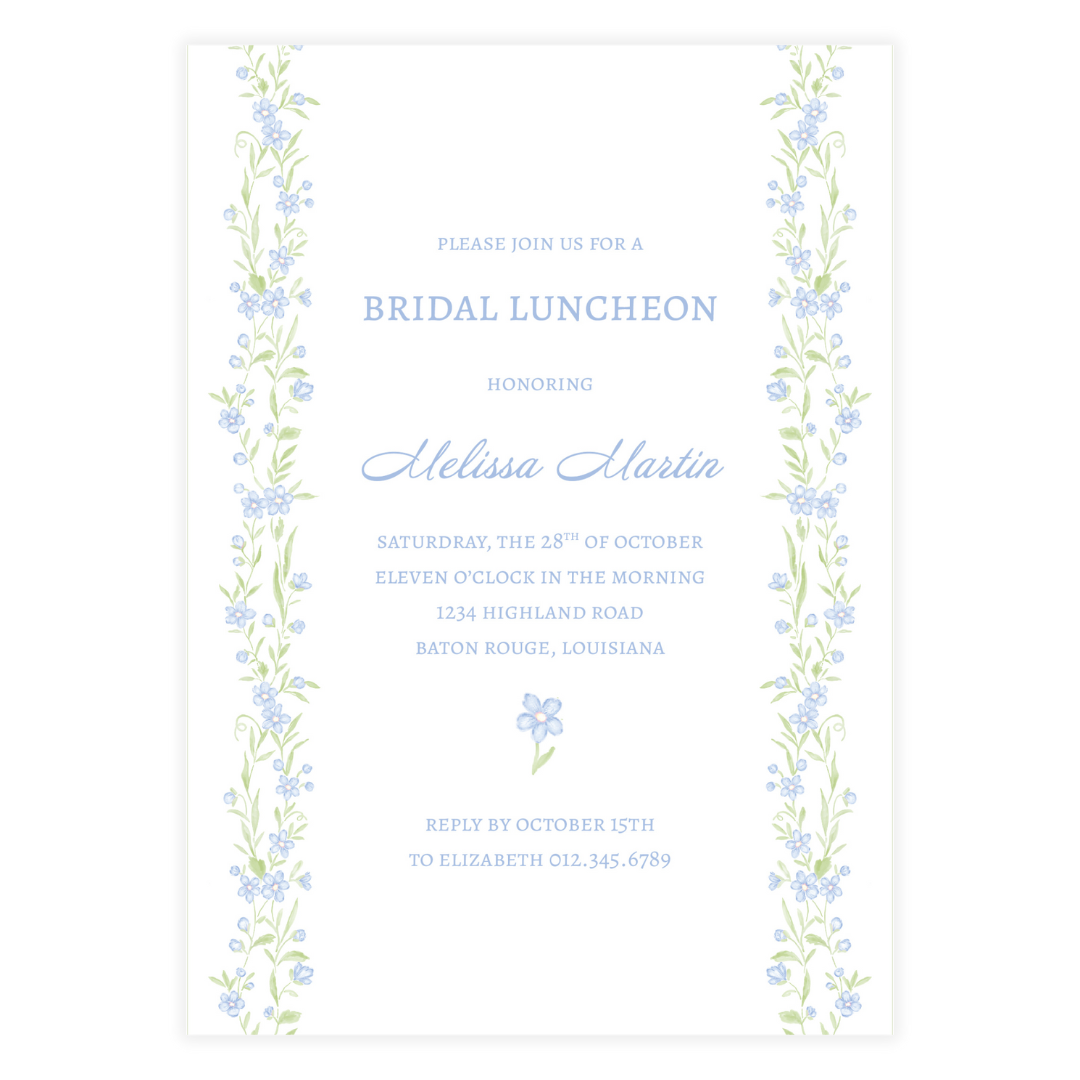 Blue Floral Vine Invitation