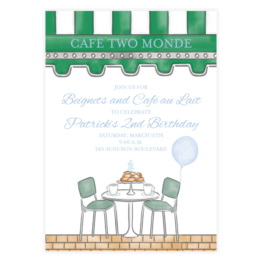 Cafe Two Monde Blue Invitation