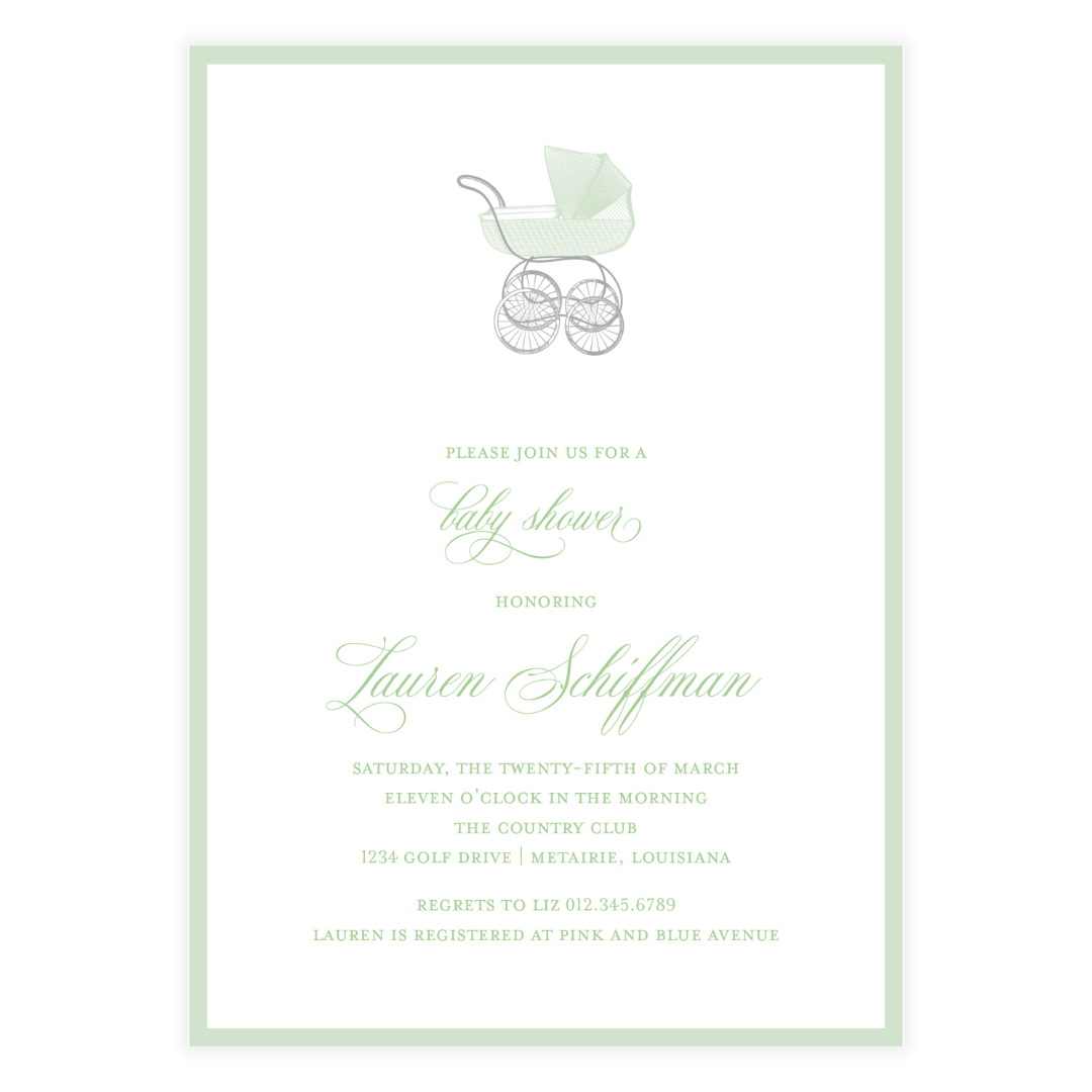 Chic Green Carriage Invitation