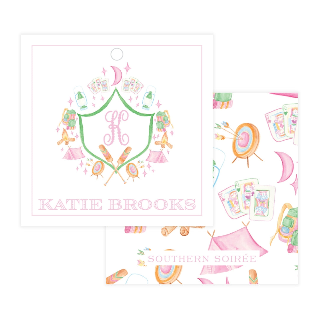 Glamping Girl Square Gift Tag