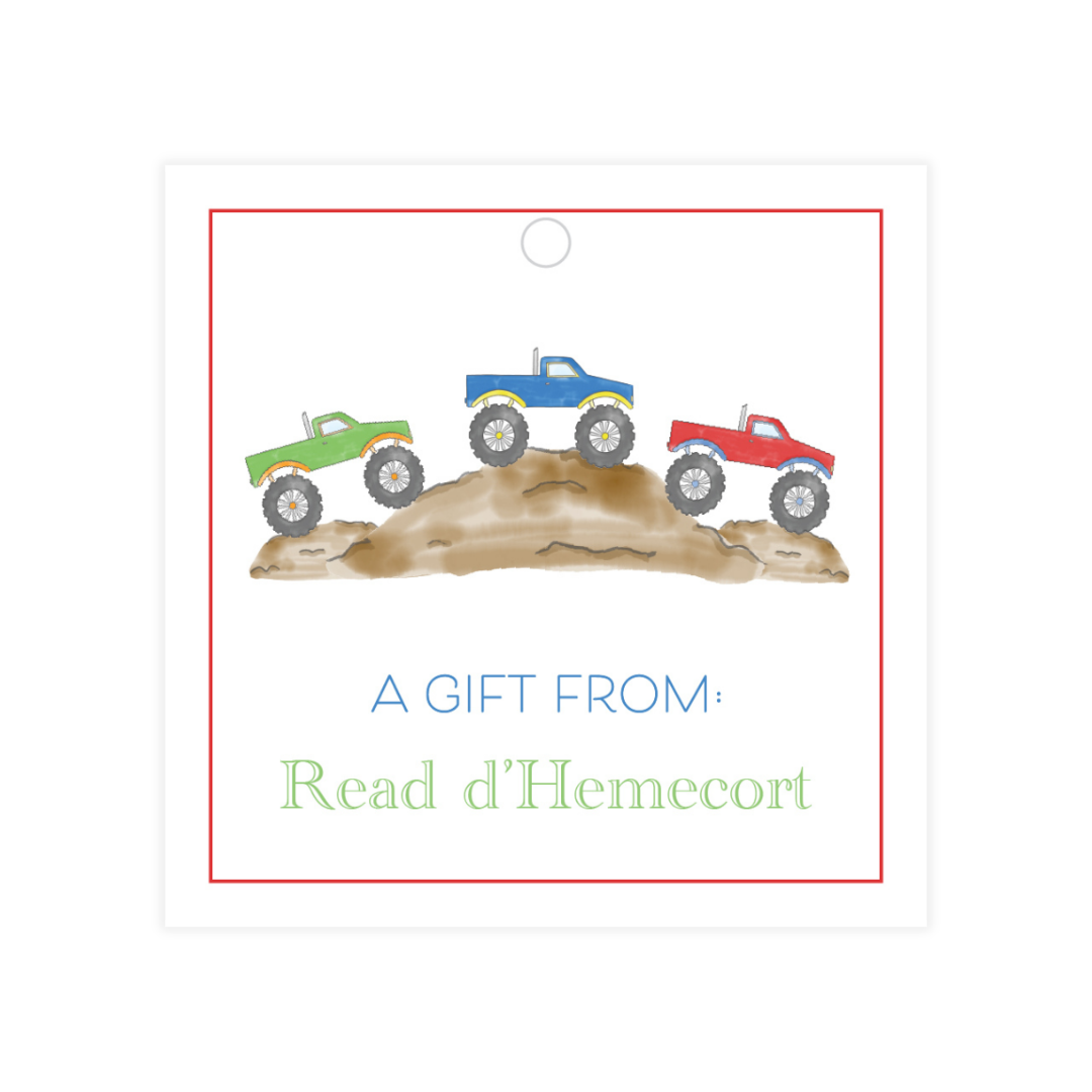Monster Trucks Gift Tag Square