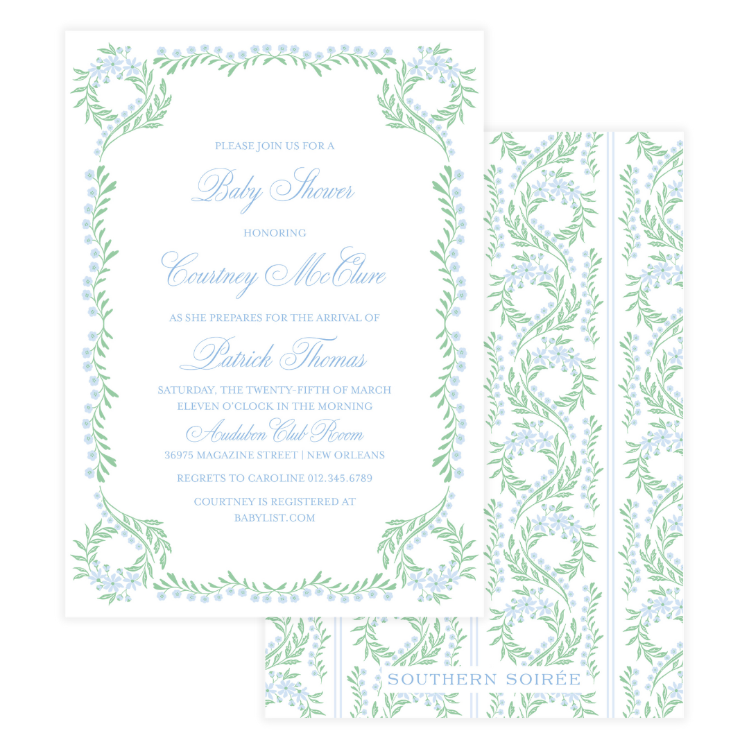 Chinoiserie Blue Block Invitation