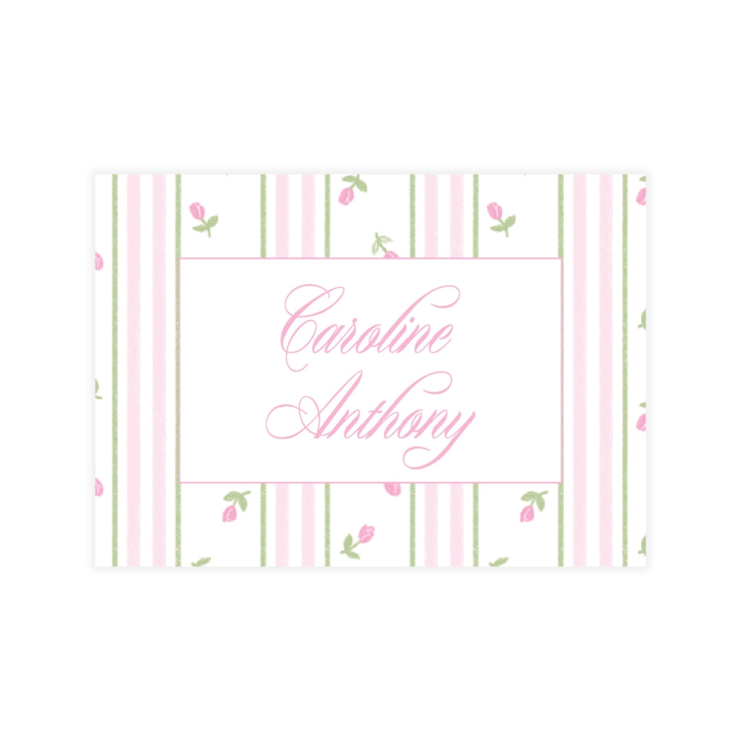 Pink Rosebud Stripe Enclosure Card