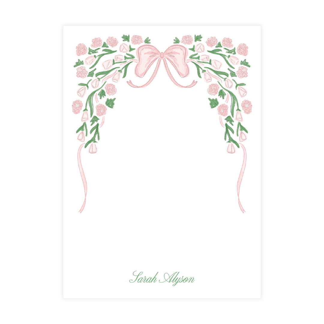 Pink Floral Half Frame Notepad
