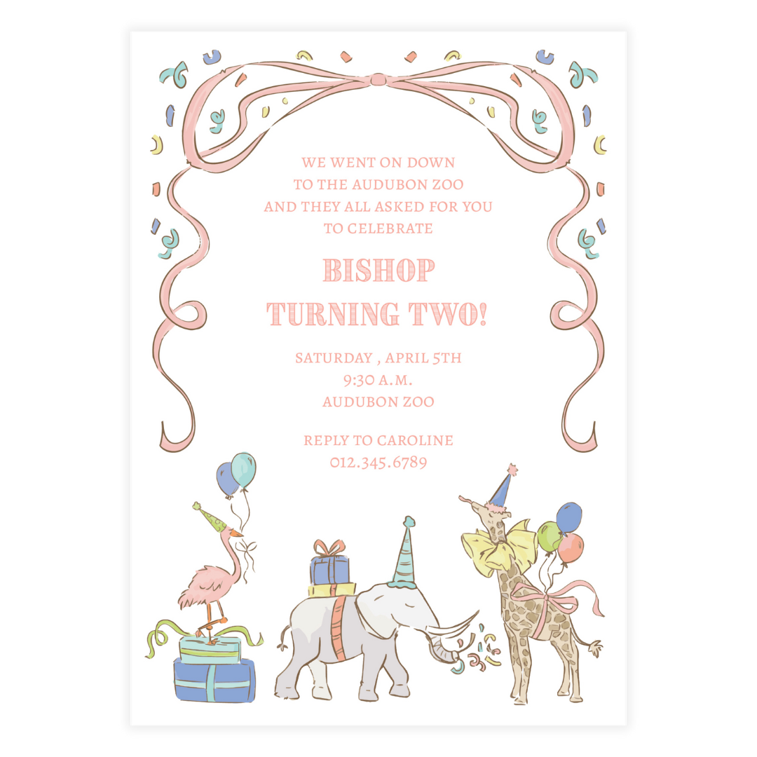 Pink Party Animals Invitation