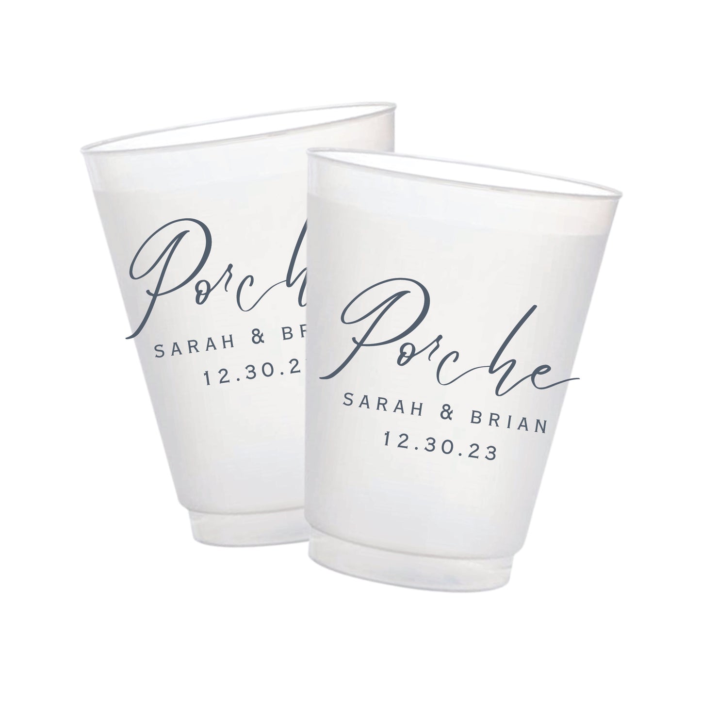 Wedding Name & Date Frosted Cups