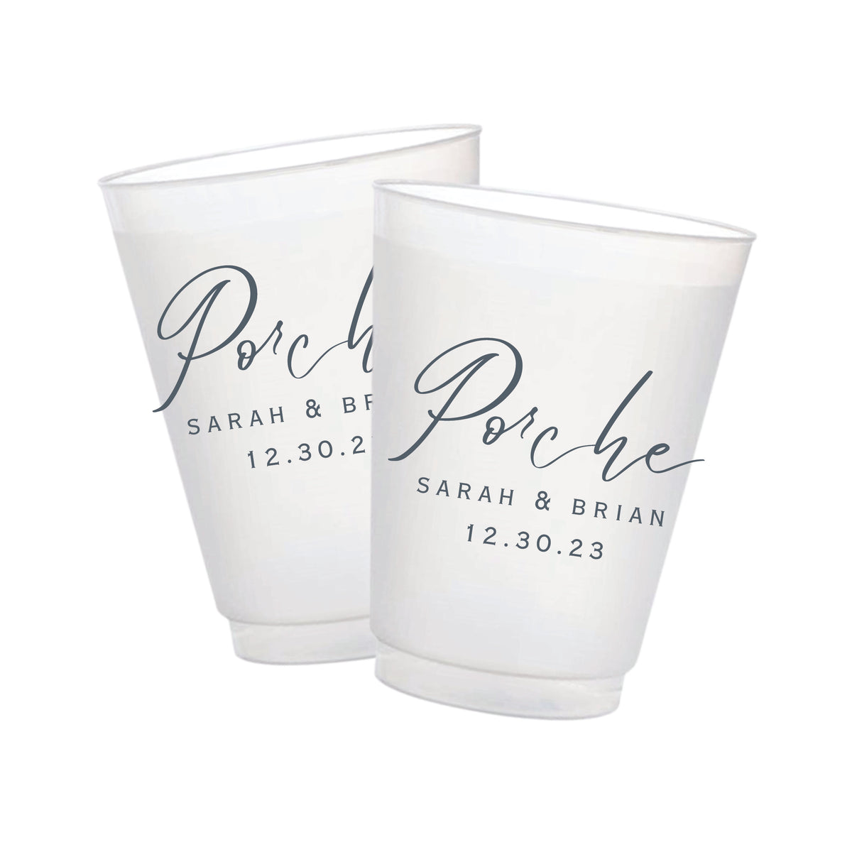 Wedding Name & Date Frosted Cups