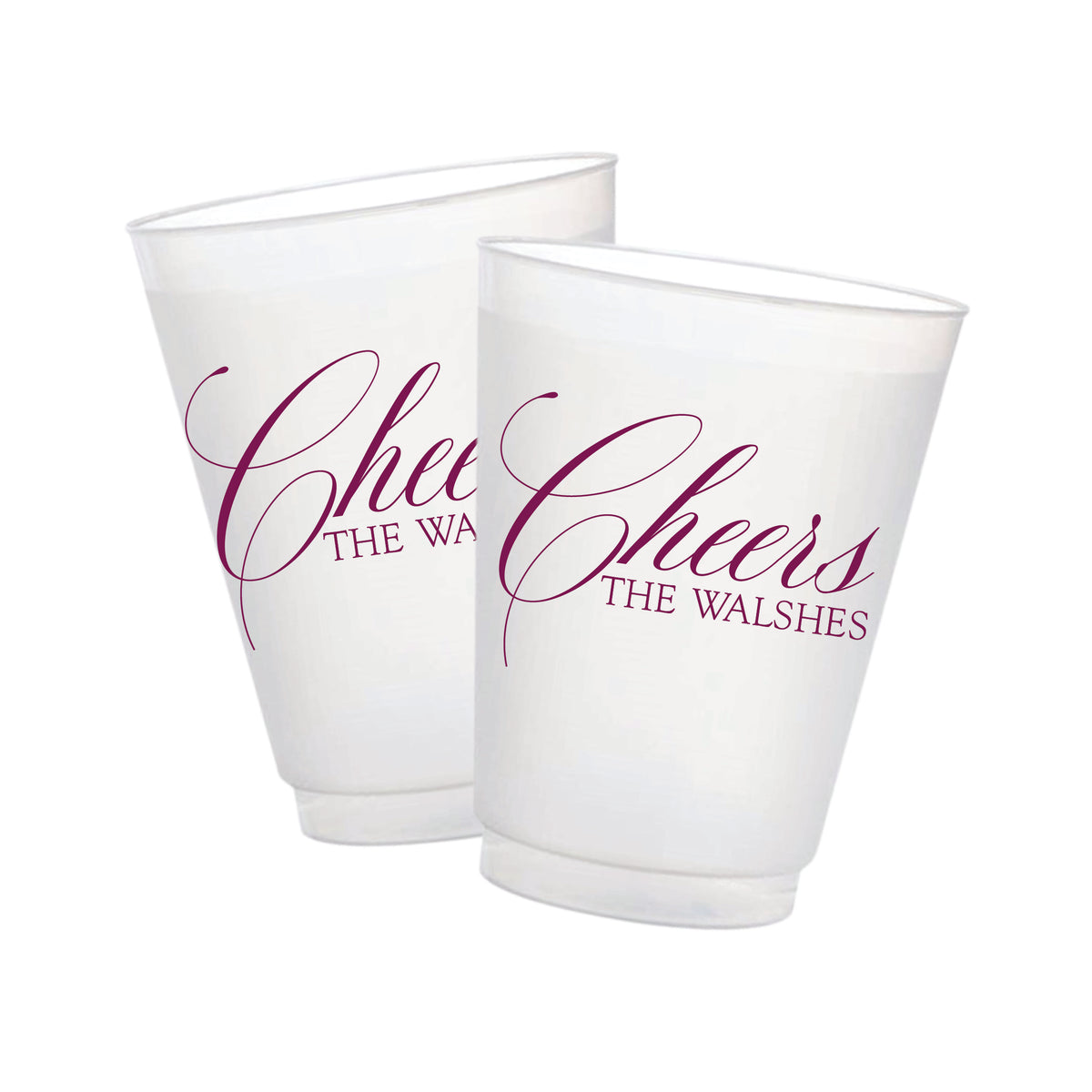 Personalized Cheers Frosted Cups | Custom Last Name Party Cups