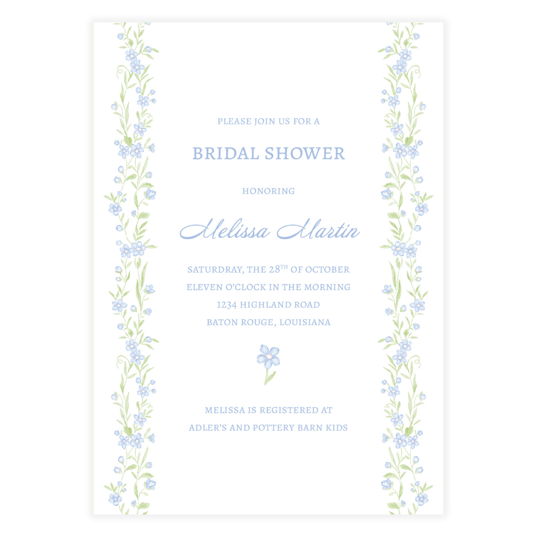 Blue Floral Vine Invitation