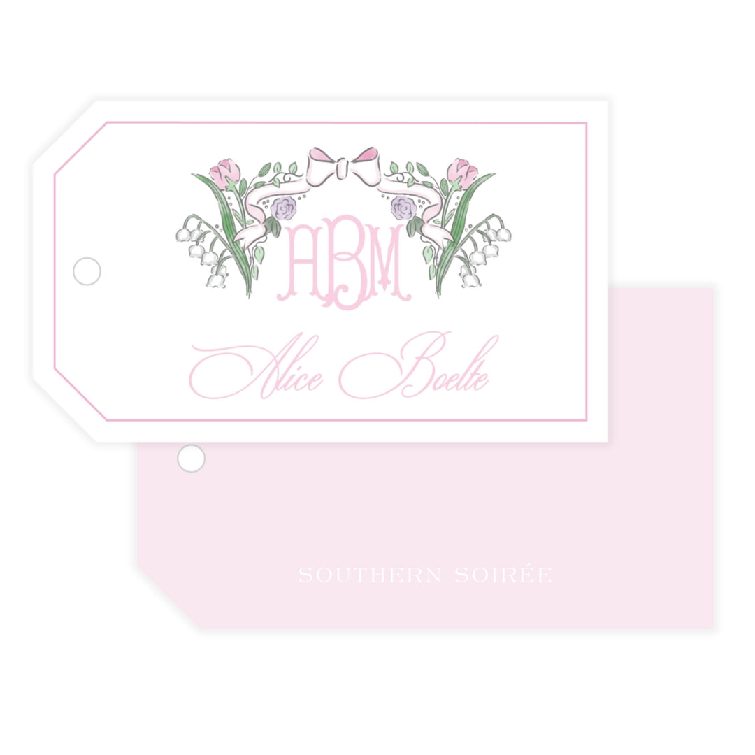 Pink Floral Bow Gift Tag