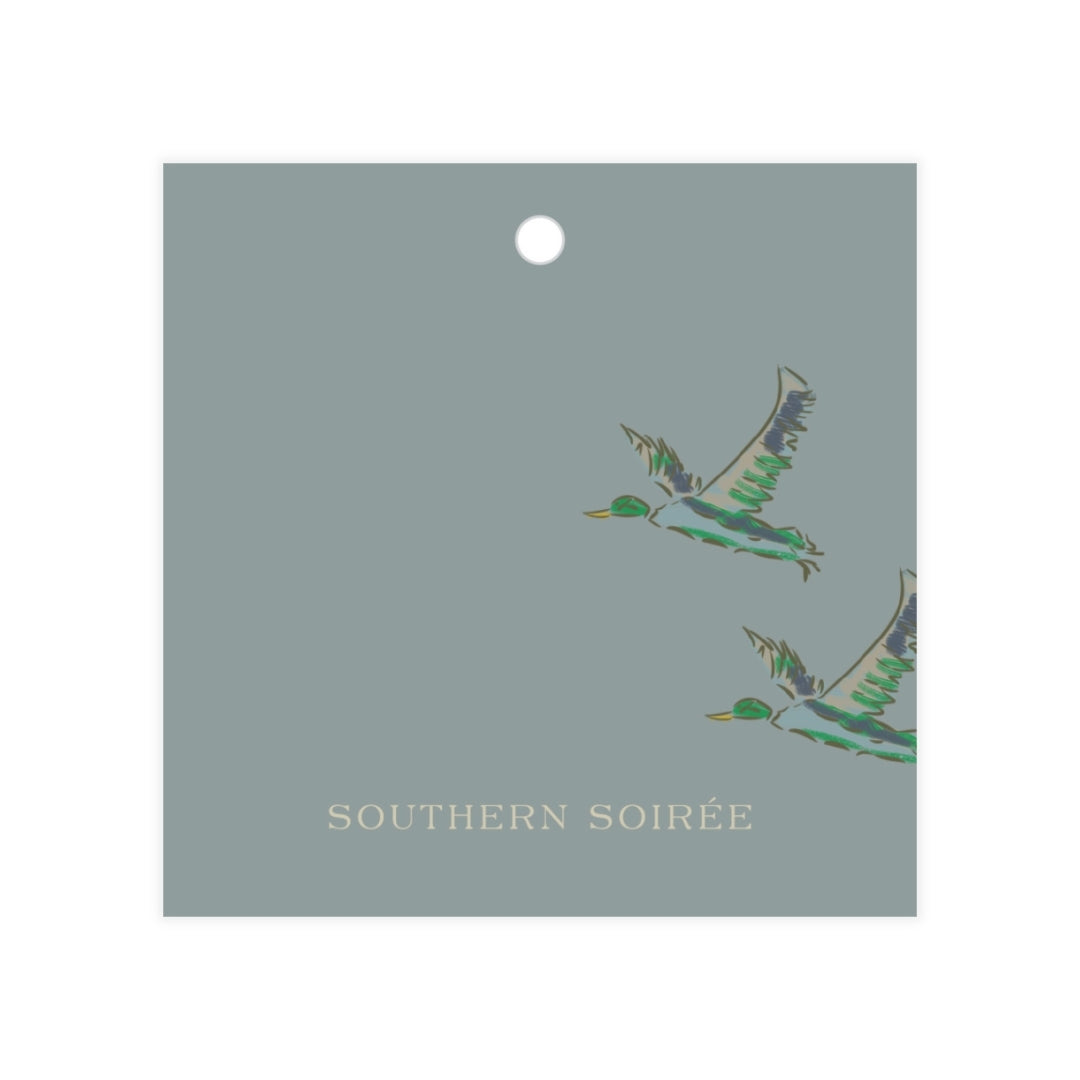 Yellow Lab Duck Hunting Blue Crest Gift Tag Square